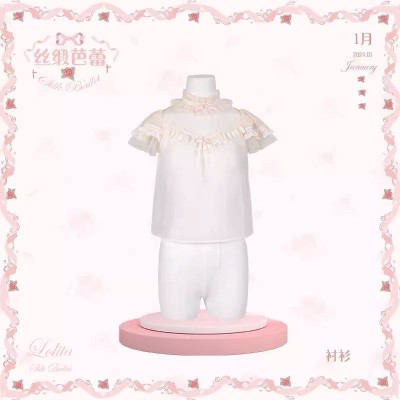 Mademoiselle Pearl Silk Ballet Short Sleeve Blouse(Reservation/7 Colours/Full Payment Without Shipping)